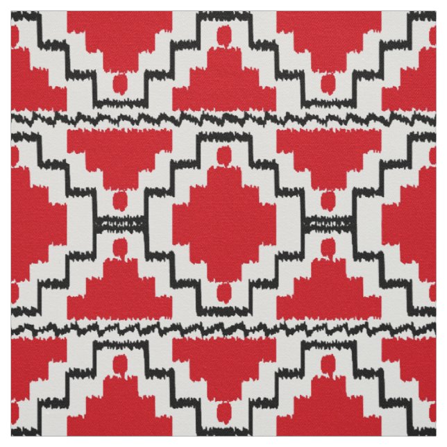 Tecido Tribal asteca de Ikat - vermelho, preto e branco (Modelo)