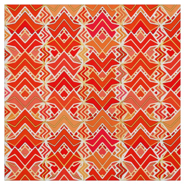 Tecido Tribal Batik Impressão, Mandarina e Laranja Claro (Modelo)