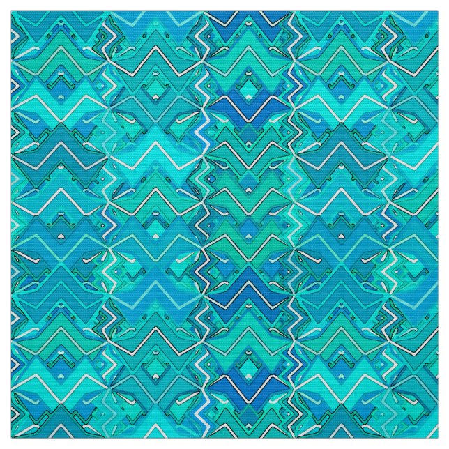 Tecido Tribal Batik Impressão, Turquesa, Aqua e Seafoam (Modelo)