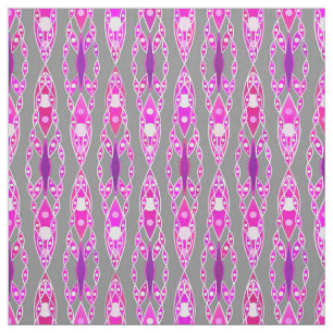 Tecido Tribal Batik - Rosa Física, Violeta e Cinzas