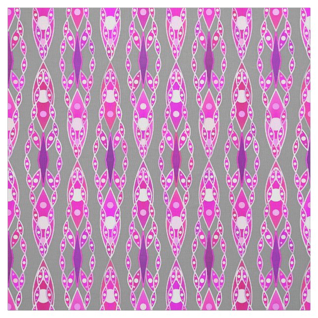 Tecido Tribal Batik - Rosa Física, Violeta e Cinzas (Modelo)