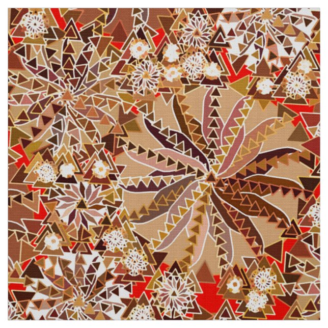 Tecido Tribal Mandala Impressão, Brown, Beige e Red (Modelo)