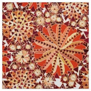 Tecido Tribal Mandala Impressão, Rust Orange e Brown