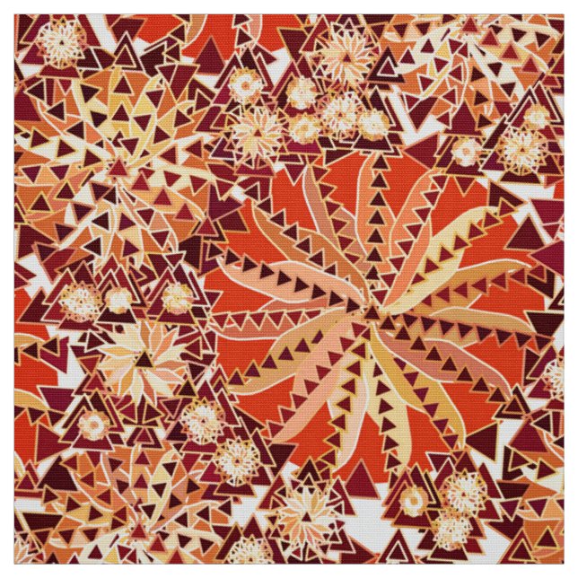 Tecido Tribal Mandala Impressão, Rust Orange e Brown (Modelo)
