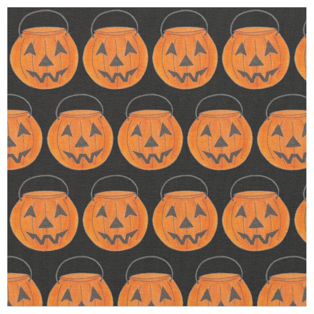 Tecido Trick ou Tratar Baldes de Abóbora de Halloween Lar (Detalhe)