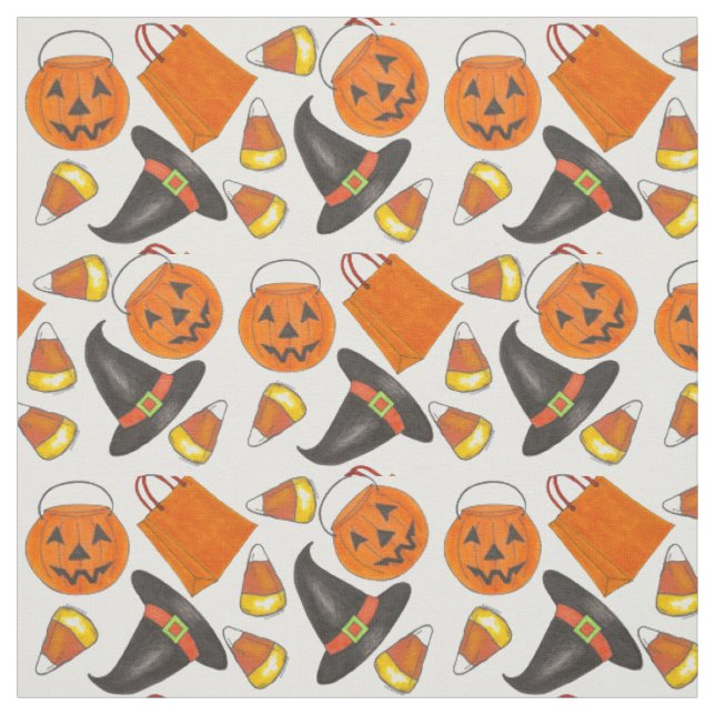 Tecido Trick ou Treat Halloween Pumpkin Witch Candy Corn (Modelo)