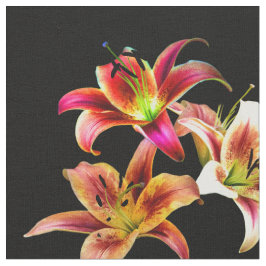 Tecido Trio Elegante de Dayllírios Amarelos Rosa Floral