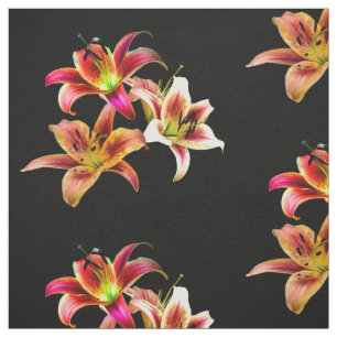 Tecido Trio Elegante de Dayllírios Amarelos Rosa Floral