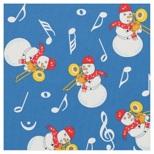 Tecido Trombone Snowman Music Notes Padrão (Detalhe)