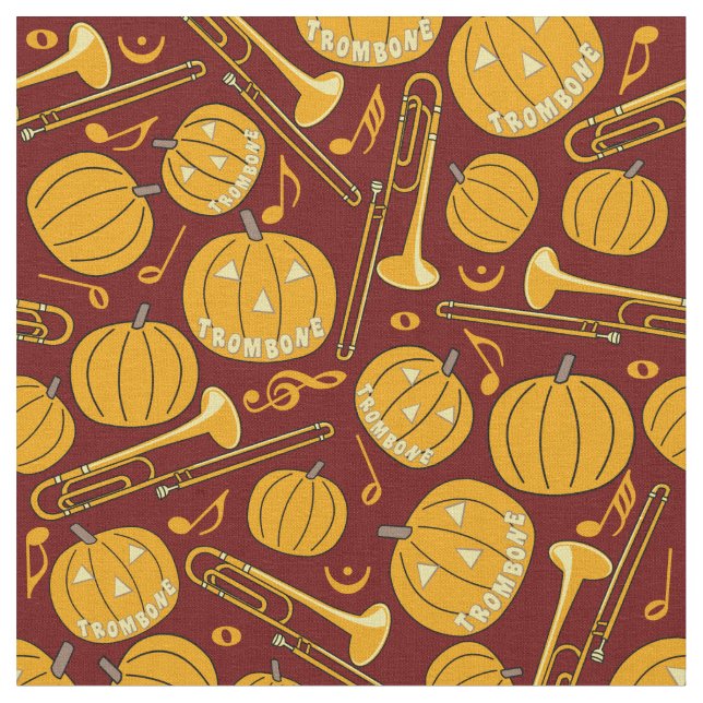 Tecido Trombones Halloween Pumpkin Patterno (Detalhe)