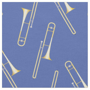 Tecido Trombones Musical Room Decor Blue