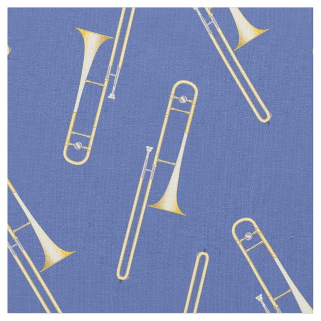 Tecido Trombones Musical Room Decor Blue (Detalhe)
