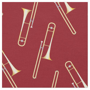 Tecido Trombones Musical Room Decor Red