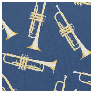 Tecido Trompetes Musical Room Decor Blue