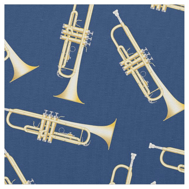 Tecido Trompetes Musical Room Decor Blue (Detalhe)