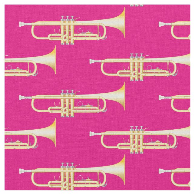 Tecido Trompetes Musical Sala Musical Decor Rosa (Detalhe)