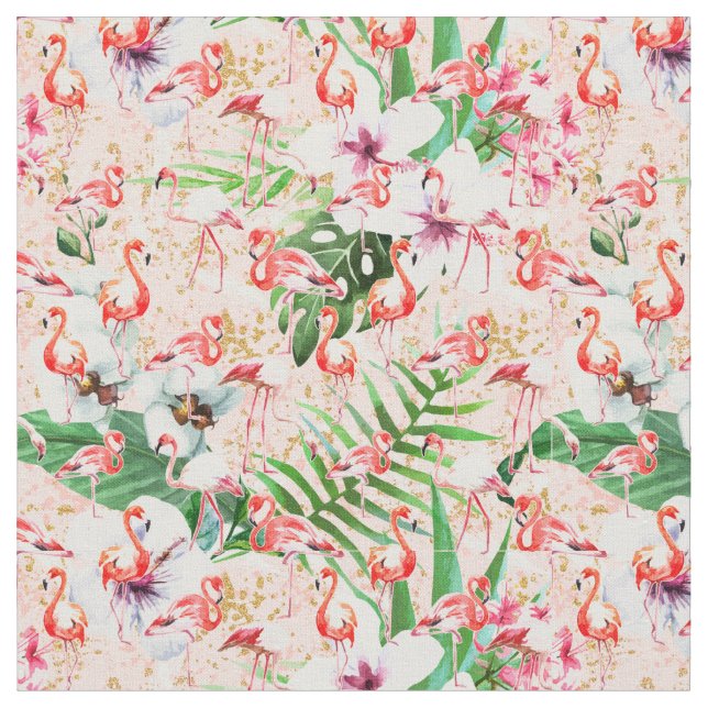 Tecido Tropical Pink Flamingos Fabric (Detalhe)