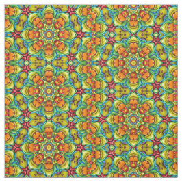 Tecido Tropical Sunburst Vintage Fractal Caleidoscópio