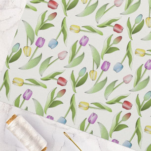 Tecido Tulipa Botânica Flor Colorida Moderna
