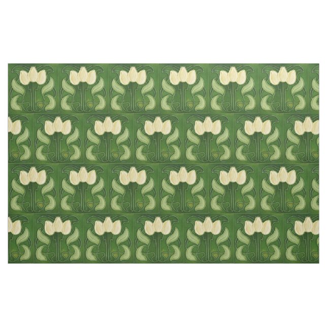 Tecido - Tulipas Brancas com Visual Vintage Meio T (Fat Quarter)