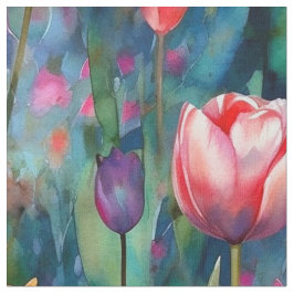 Tecido Tulipas de Aquarela (Escuro)