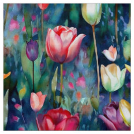 Tecido Tulipas de Aquarela (Escuro)