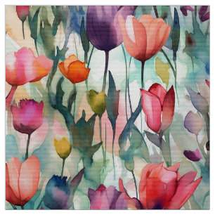 Tecido Tulipas De Aquarela (Leve)