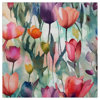 Tecido Tulipas De Aquarela (Leve)