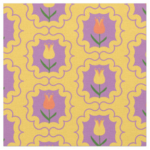 Tecido Tulipas de Primavera em Molduras - Padrão Floral R