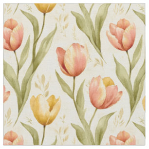 Tecido Tulipas no amarelo pálido