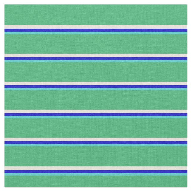 Tecido Turquesa, Azul, bege e faixas verdes marítimas (Detalhe)