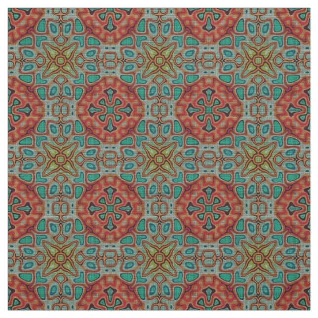 Tecido Turquesa Azul Laranja Vermelho Verde Orient Bali A (Modelo)