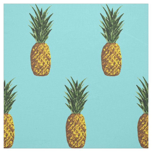 Tecido Turquesa de Pineanases Tropicais (Modelo)