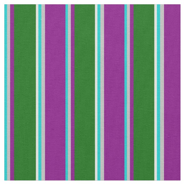 Tecido Turquesa Escura, Cinzas, Roxo, Verde e Ciano Claro (Detalhe)