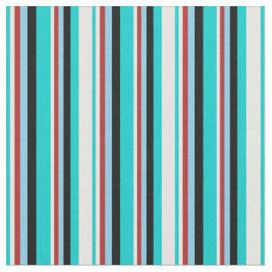 Tecido Turquesa Escura, Nata, Vermelho, Azul Céu e Preto