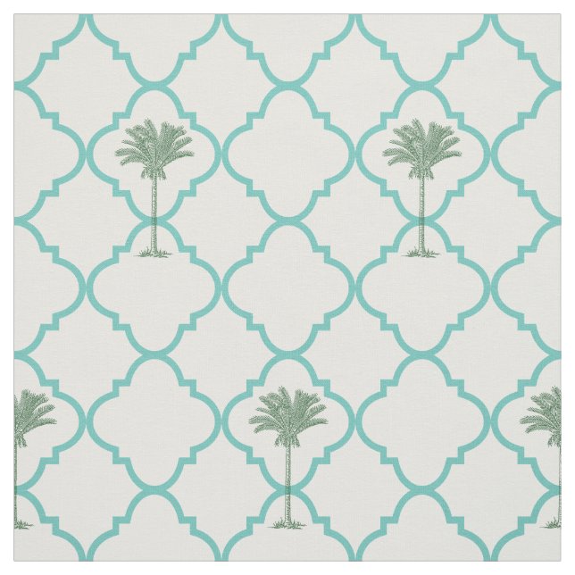 Tecido Turquesa simples clássica e quatrefoil branco (Modelo)