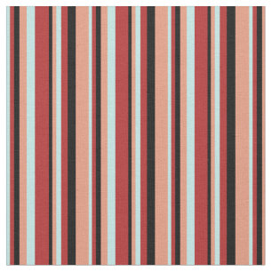 Tecido Turquesas, Red, Black & Dark Salmon Stripes