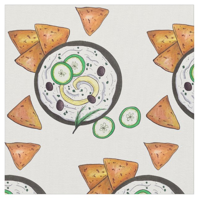 Tecido Tzatziki Grécia Meze Dip Comida Mediterrâneo (Detalhe)