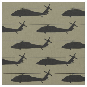 Tecido UH-60 BlackHawk Helicopter Black Silhouette