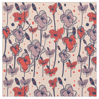 Tecido Um campo de papoilas cósmicas modernas no meio de 