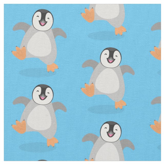Tecido Um desenho animado de pintinho de pinguim feliz e  (Detalhe)