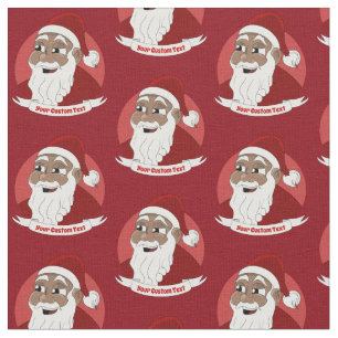 Tecido Um desenho animado do Papai Noel preto sorridente