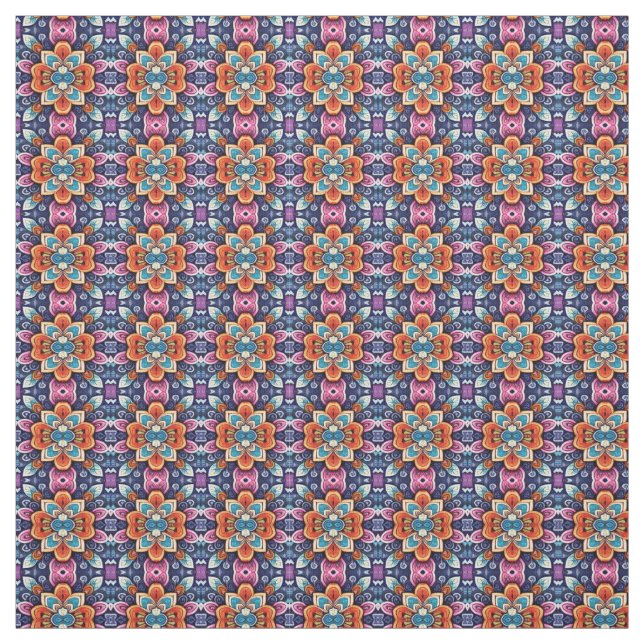 Tecido Um design de padrão floral de multicor vibrante (Modelo)