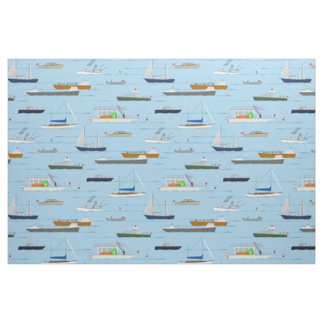 Tecido Um dia no barco do rio lago costeiro (Fat Quarter)