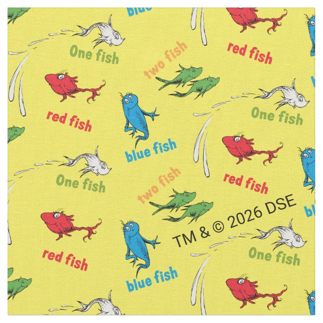 Tecido Um Peixe Dois Peixes Padrão Amarelo (Detalhe)