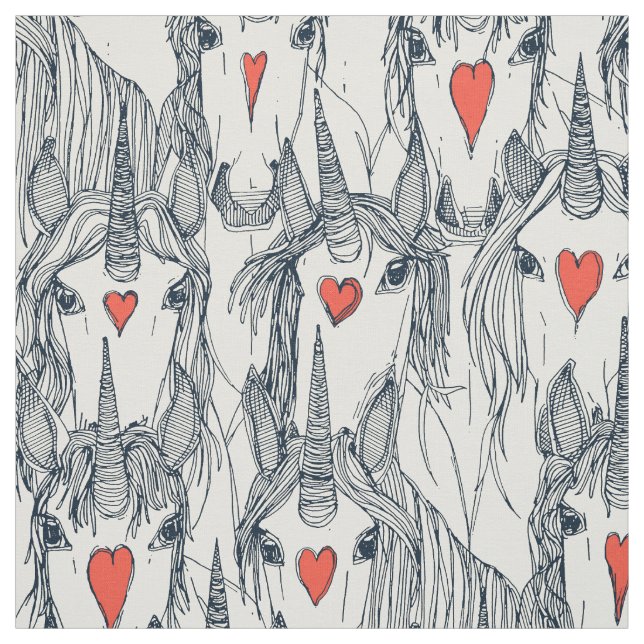Tecido unicorn love indigo persimmon pérola (Modelo)