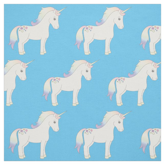 Tecido Unicorn Pastel Rainbow Blue (Modelo)