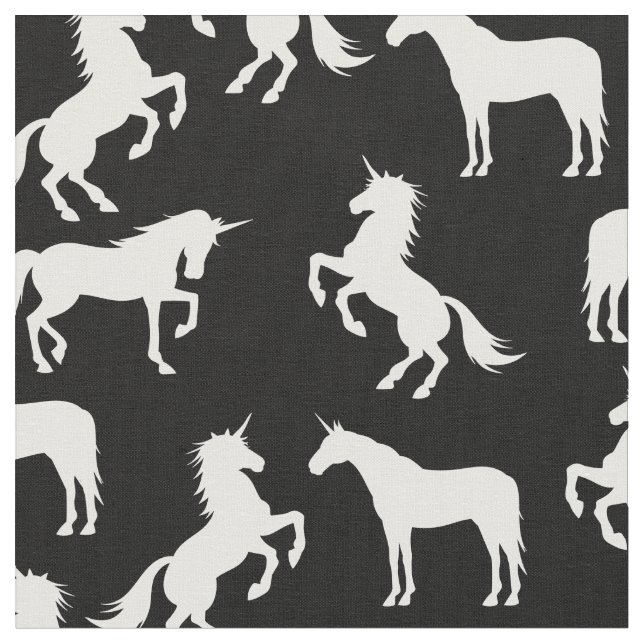 Tecido Unicorn Silhuettes Black and White (Detalhe)