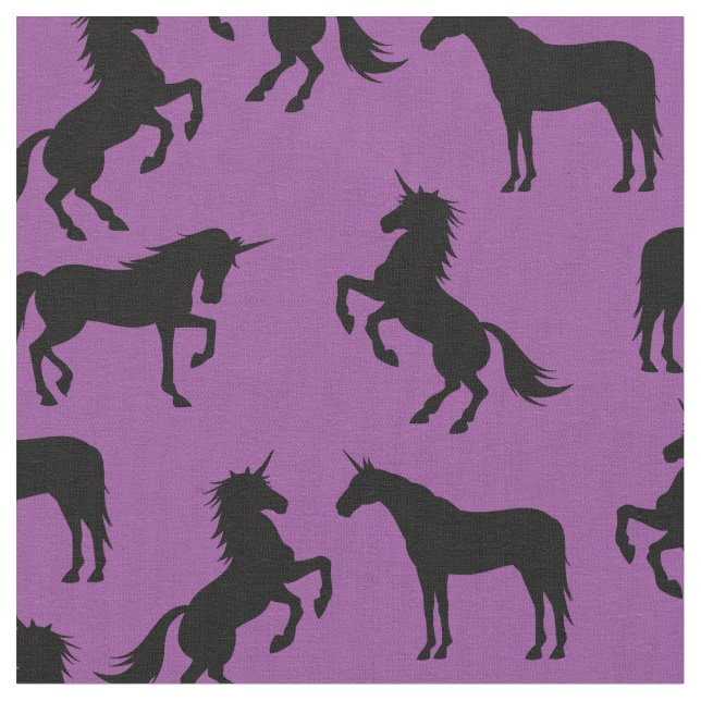Tecido Unicorn Silhuettes Purple e Black (Detalhe)