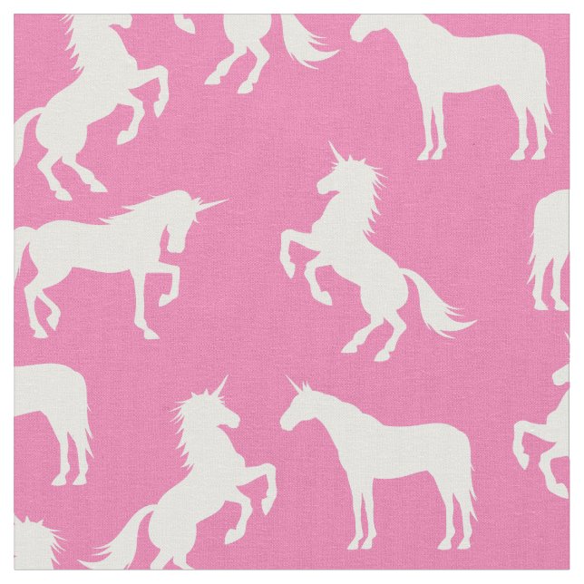 Tecido Unicorn Silhuettes Rosa e Branco (Detalhe)